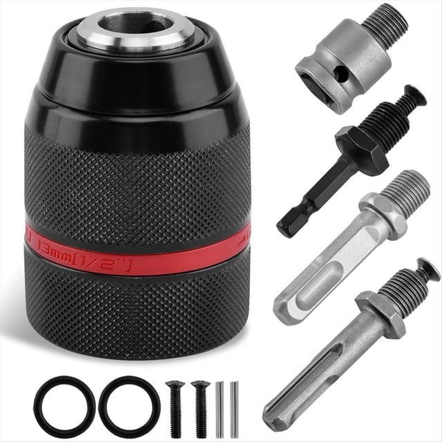 Portabrocas Sin Llave, Montaje 1/2-20UNF, 1-13 mm. Compatible con Vástago SDS-Plus de 3/8", Vástago Hexagonal de 1/4" y Adaptador para Llave de de 1/2".