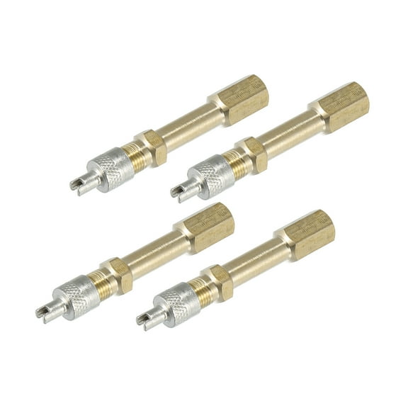 Unique Bargains 4pcs 1.97" Brass Tire Valve Extender Stem Extension Inflation Stright Pole
