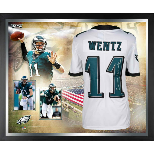 Carson Wentz Philadelphia Eagles Framed Autographed White Limited Jersey Collage - Fanatics Authentic Certified