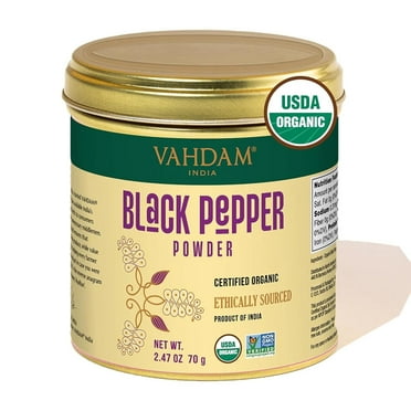 VAHDAM, Organic Ground Black Pepper (2.47oz) Gluten Free, Ground Peppercorns, Direct from Source