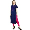 thumbnail image 4 of Bimba Women Summer Kurti Kurta Solid Yoke Blue Tunic Casual Boho Chic Blouse, 4 of 7