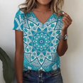 thumbnail image 1 of Camisetas con cuello en V para mujer, camiseta de flores, Top de manga corta informal suelto, camiseta divertida con patrón de rayas para mujer, camiseta informal Harajuku, 1 of 4