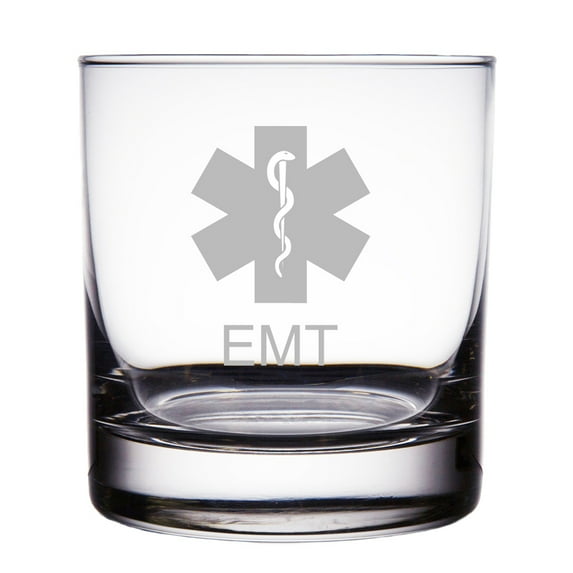 EMT Emergency Medical Technician Engraved 10 oz Rock Glass