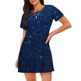 thumbnail image 1 of Fotbe Sparkling Blue Glitter Bata de Dormir para Mujer con Estampado, Camisón de Algodón de Manga Corta, Ropa de Dormir Casual, 1 of 6