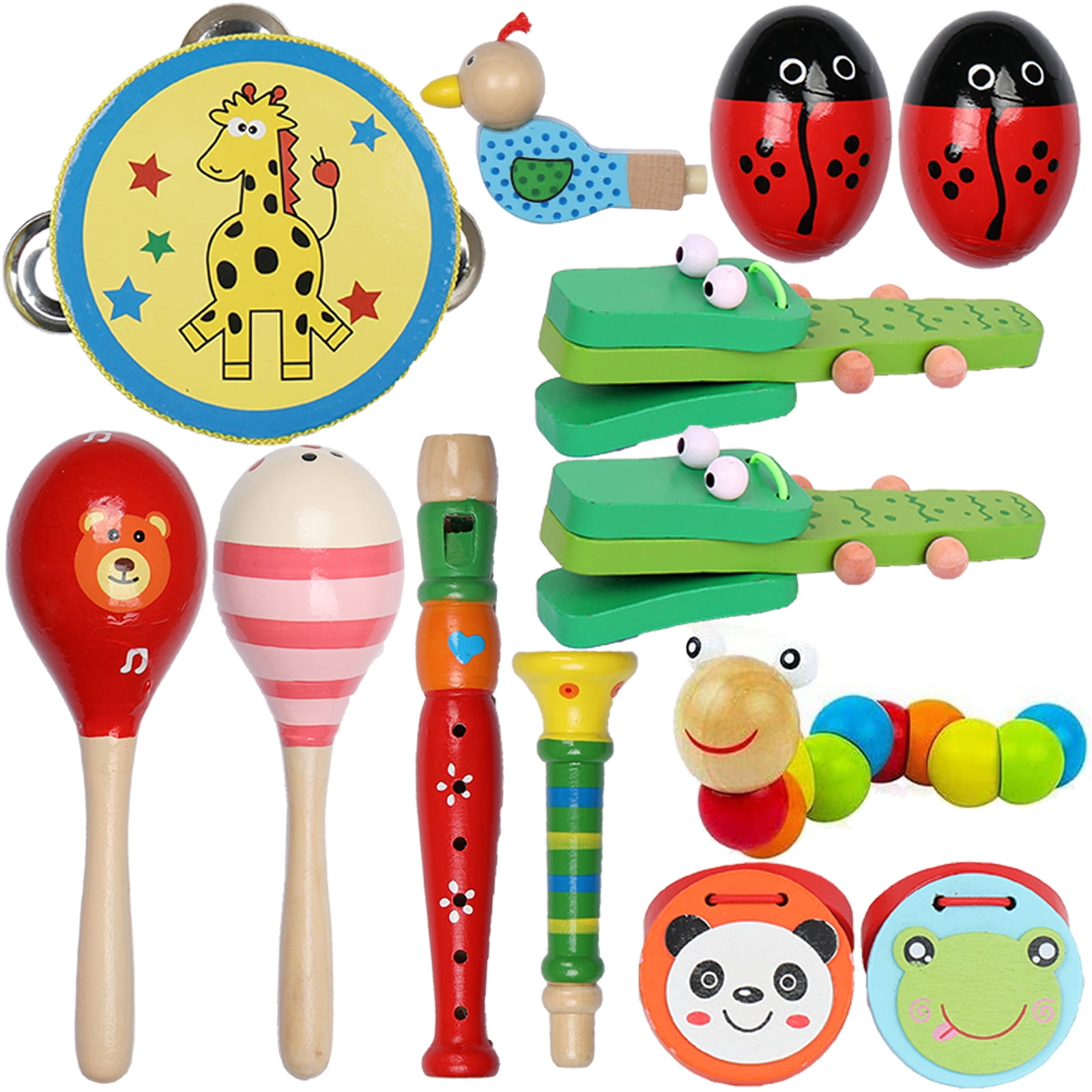 Windlim Kids Musical Instruments Toys 13PCS Wooden Percussion
