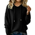 thumbnail image 2 of Warm Hooded Sweatshirts for Women Long Sleeve Lightweight Soft Pullover Knit Sweater Fall Clothes Black M, 2 of 4