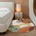 thumbnail image 3 of 4ft Round Rug Boho Geometric Area Rugs for Living Room Bedroom Washable Non Slip Circle Rug Farmhouse Orange Abstract Leaves Stripes Indoor Floor Carpet for Kitchen Entryway Office Dining Room, 3 of 9