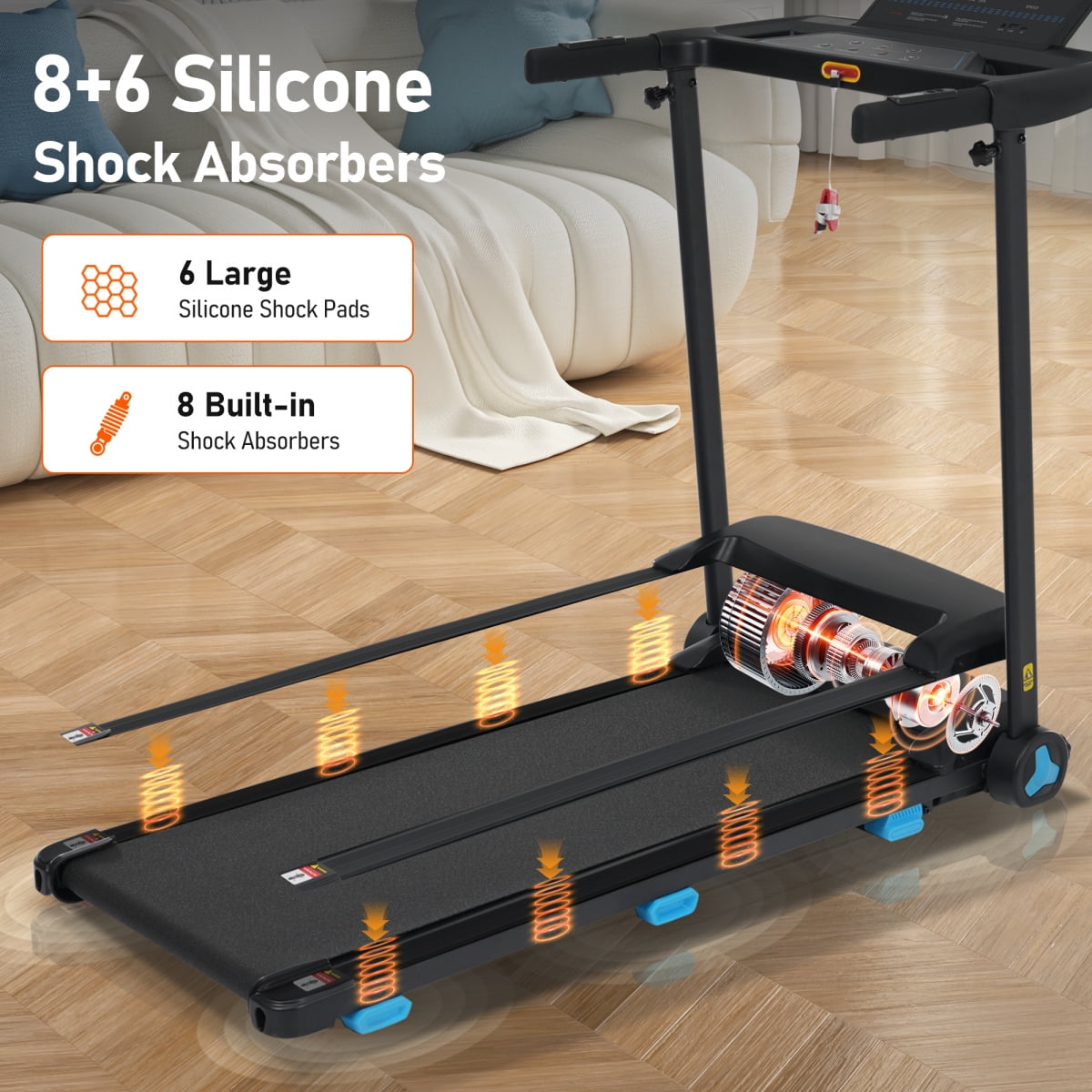 Foldable Treadmill with Incline, Exercise Equipment Treadmills with Multi-function Console, 3.0HP Portable Treadmill with 300 LBS Weight Capacity for Home Office