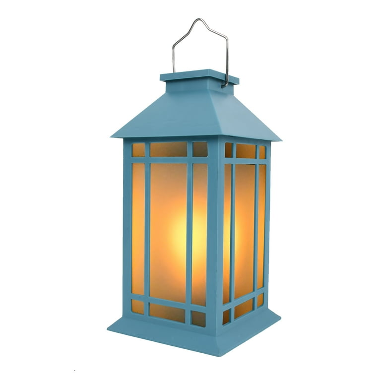 Mainstays Teal Plastic Solar Powered Lantern With Flickering Mainstays Teal Plastic Solar Powered Lantern With Flickering