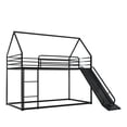 thumbnail image 3 of HighSound Metal House Bunk Bed with Convertible Slide, Ladder and Safety Guardrail, Heavy Duty Metal Low Bunk Bed with House Shape & Roof, Black, 3 of 9