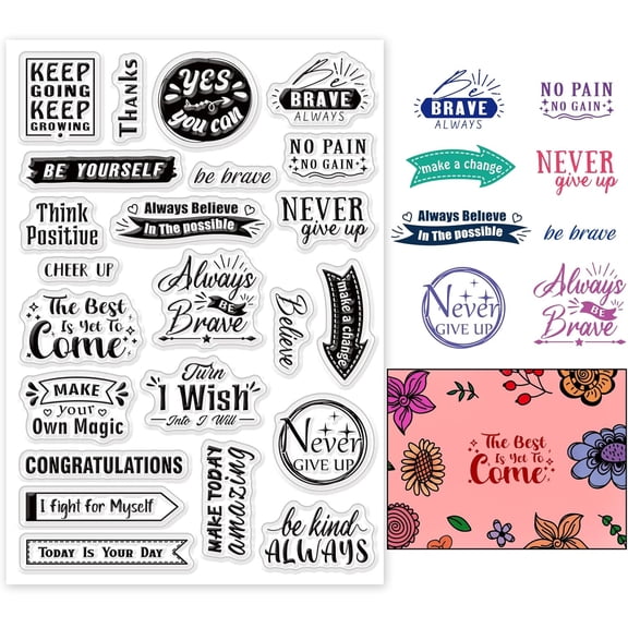 Decorative Clear Stamps Plastic Stamps Inspiring Words Silicone Stamp Film Frame Transparent Seal Stamps DIY