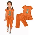 thumbnail image 4 of Nrmvnmi Girls' Casual Summer Set Cute Dinosaur Print Short Sleeve Shirt Swing Hem Tunic Top + Elastic Waistband Capri Pants 2 PCS Set Summer Suit, 4 of 5