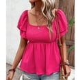 thumbnail image 7 of LADIGASU Women's Summer Round-Neck Solid Short Sleeve Casual Tops Blouse, 7 of 7