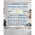 thumbnail image 2 of Blue White Stripe Kitchen Curtains Swag Valance and Tier Curtains Set 36 Inch Length, Modern Abstract Geometric Stripes Rod Pocket Drape Panels Pair Swag Curtain for Bathroom/Cafe/Window, 2 of 6
