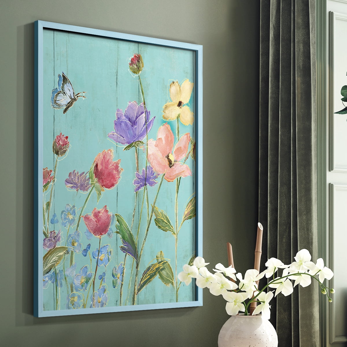 Wildflower Flutter III Framed Print - Solid Wood in Single Picture Frame Solid Wood 2 Framed Print
