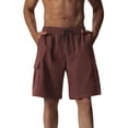 thumbnail image 2 of Qulqfy Mens 5 Inch Shorts Summer Cargo Brown Hiking Shorts Travel Solid Outdoor Shorts Mens Gym Shorts 3XL, 2 of 4