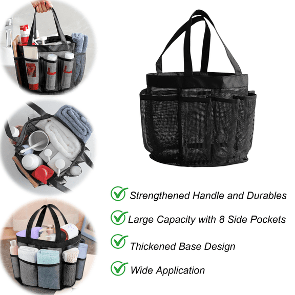 Large Mesh Shower Caddy with 8 Pockets Portable Hanging for College Dorm Beach Gym Travel Dry Organizer for Shampoo Soap Towels