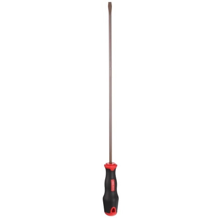 Uxcell SL5 Flat Head Screwdriver 15.75 Magnetic Screwdrivers 3.94 Heat-Treated S2 Alloy Steel with Ergonomic Handle for DIY Repairing Red Brown