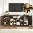 thumbnail image 3 of 75" Farmhouse TV Stand for up 80" 85" TVs, 33" Tall Highboy Entertainment Center w Outlets USB Ports, Rustic Wood Media Console Cabinet w/Storage Shelves for Living Room Bedroom, 3 of 8