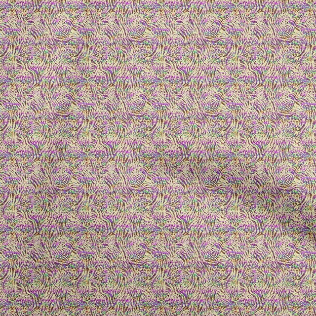 oneOone Cotton Silk Light Yellow Fabric Animal Skin Sewing Material Print Fabric By The Yard 42 Inch Wide