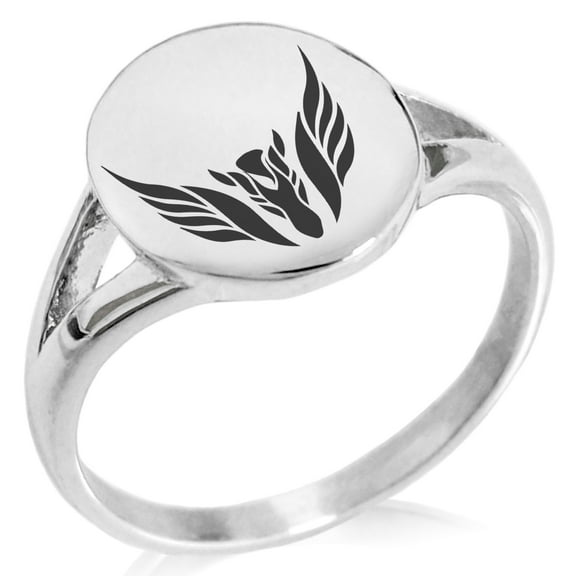 Stainless Steel Greek Mythology Pegasus Minimalist Oval Top Polished Statement Signet Ring
