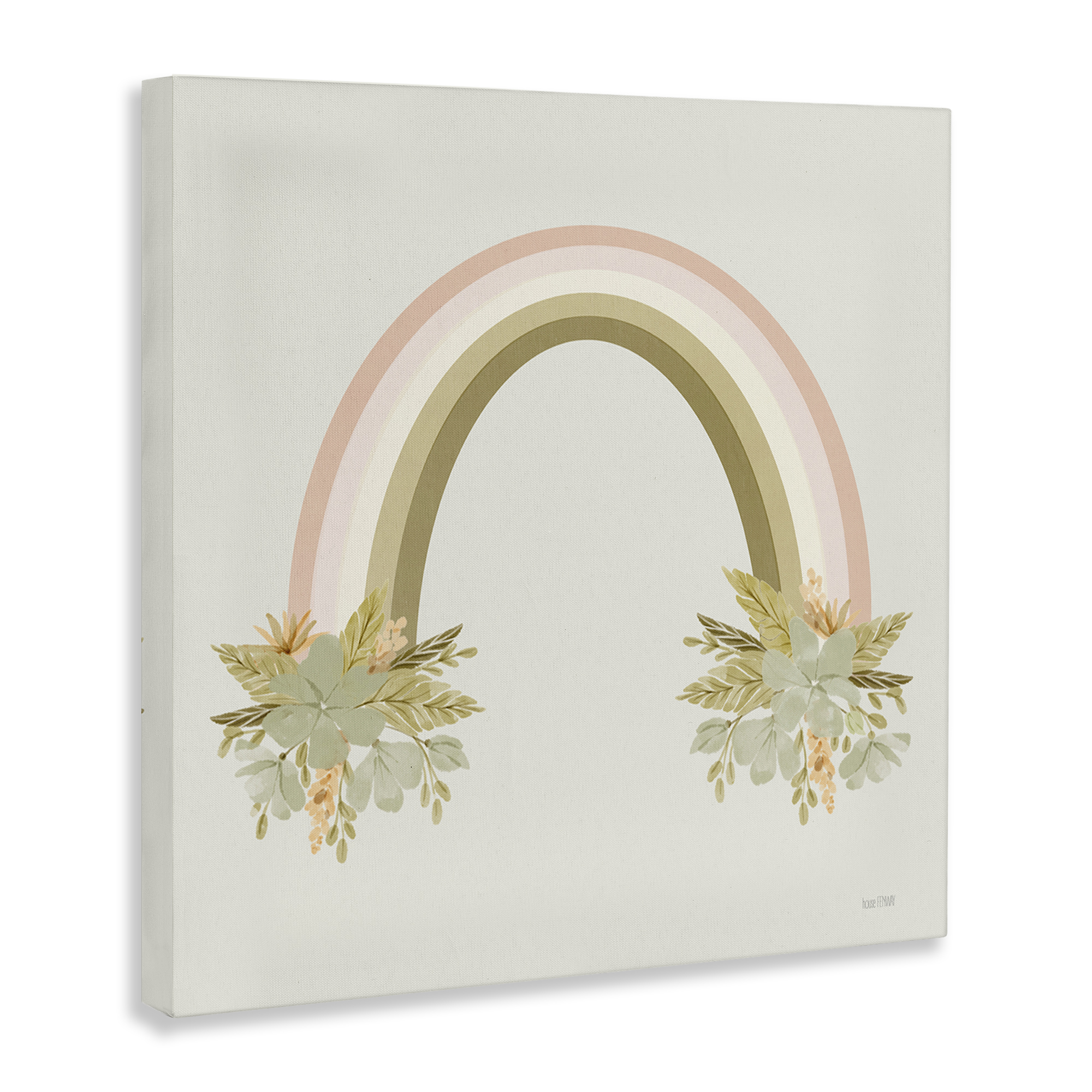 Stupell Industries Blooming Floral Rainbow Landscape & Nature Painting Wrapped Canvas Art Print Wall Art, 24 x 24