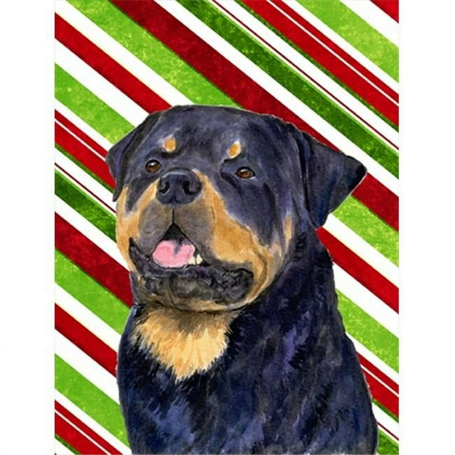 Carolines Treasures SS4593GF 11 x 15 In. Rottweiler Candy Cane Holiday Christmas Flag- Garden Size
