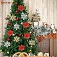 thumbnail image 3 of Spencer 12Pcs 6.3in Artificial Glittery Poinsettia Flowers Decorations with Clips & Stems Xmas Tree Ornaments for Garland Fireplace Wreath Wedding Party (Gold), 3 of 9