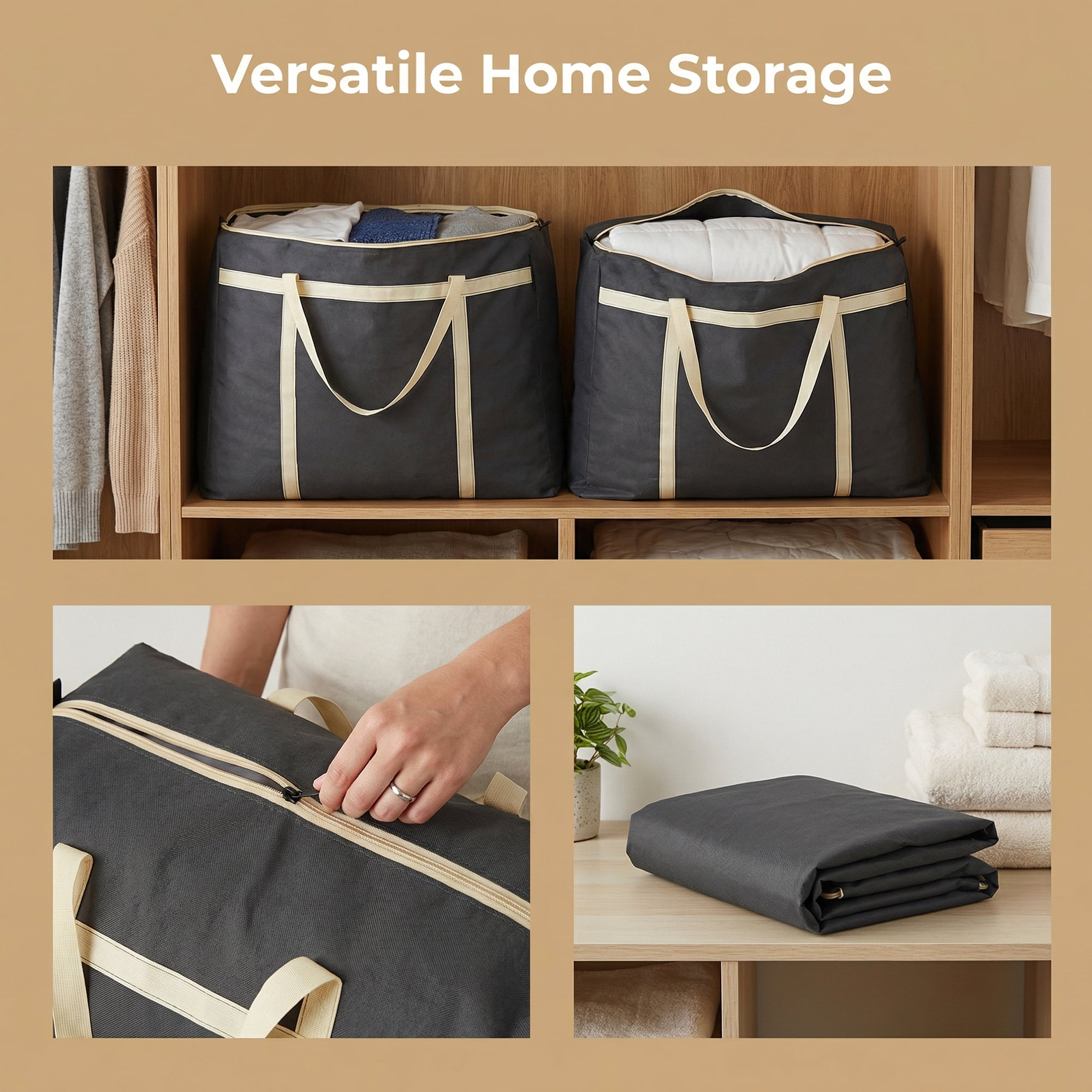 Unique Bargains Foldable Storage Bags for Organizing Clothing Black 30.7"x9.8"x21.7"