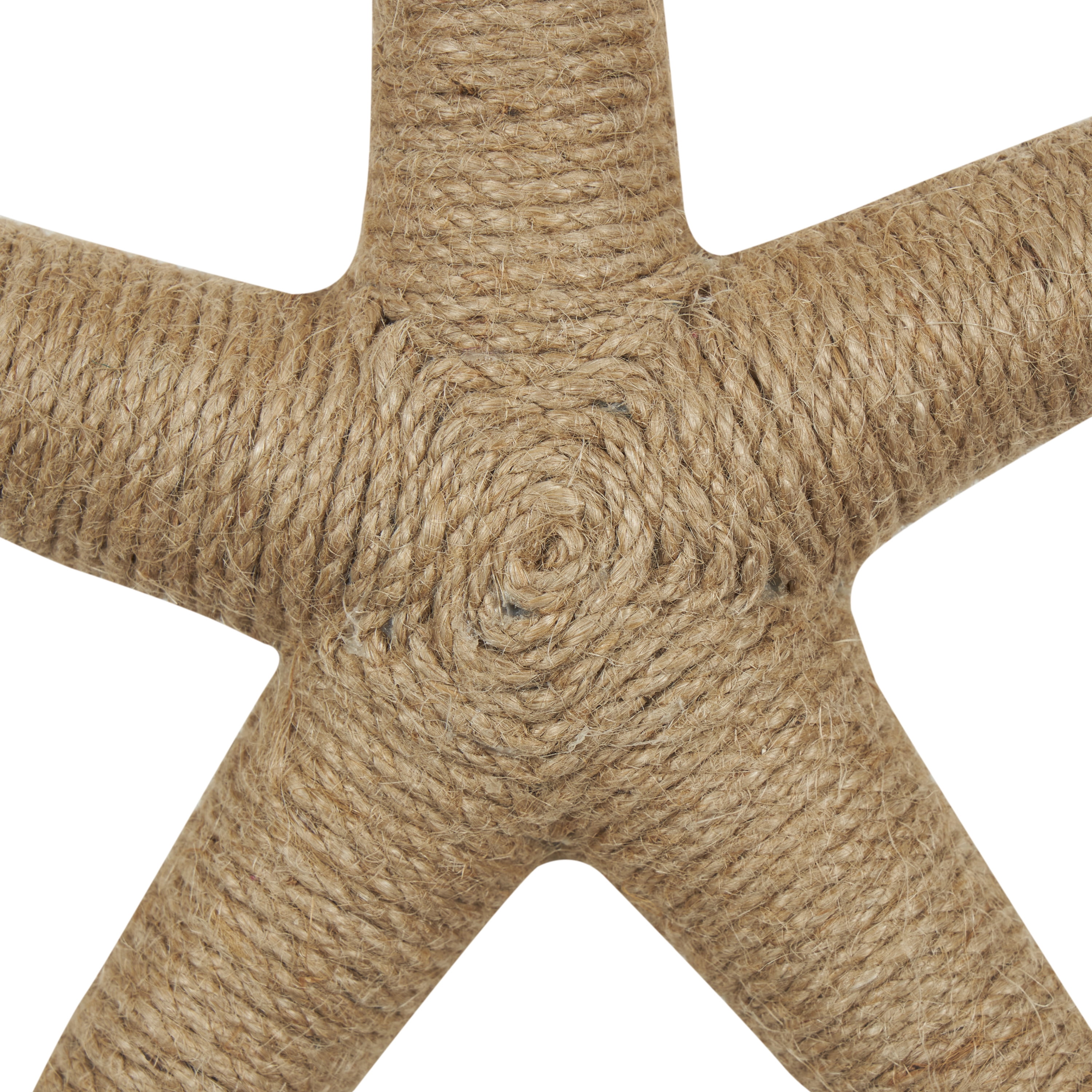 DecMode Light Brown Jute Handmade Wrapped Starfish Wall Decor with Hanging Rope