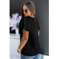 thumbnail image 4 of Women's Black Textured Tiered Ruffled Short Sleeve Blouse, 4 of 5