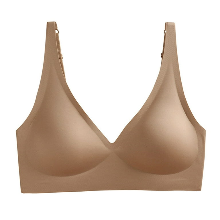 Strapless Push up Bras for Women Lingerie Traceless Solid Color Sleeping  Shapermint Bra for Womens Wirefree Brown L