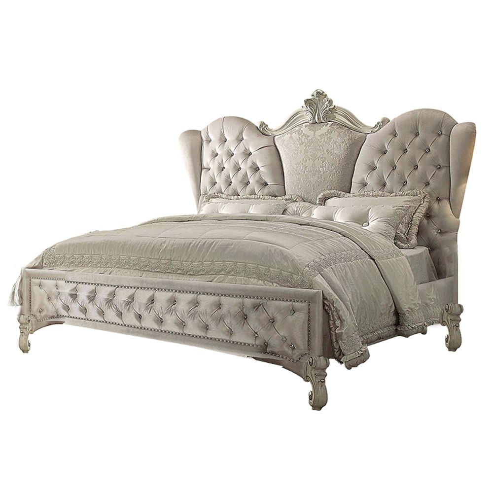 ACME Versailles Vintage-Style Queen Bed, Bone White/Ivory