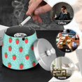 thumbnail image 4 of Yayeee Ashtray with Lid for Cigarette Smokeless Stainless Steel Home Ash Holder, Strawberry Pattern, 4 of 7