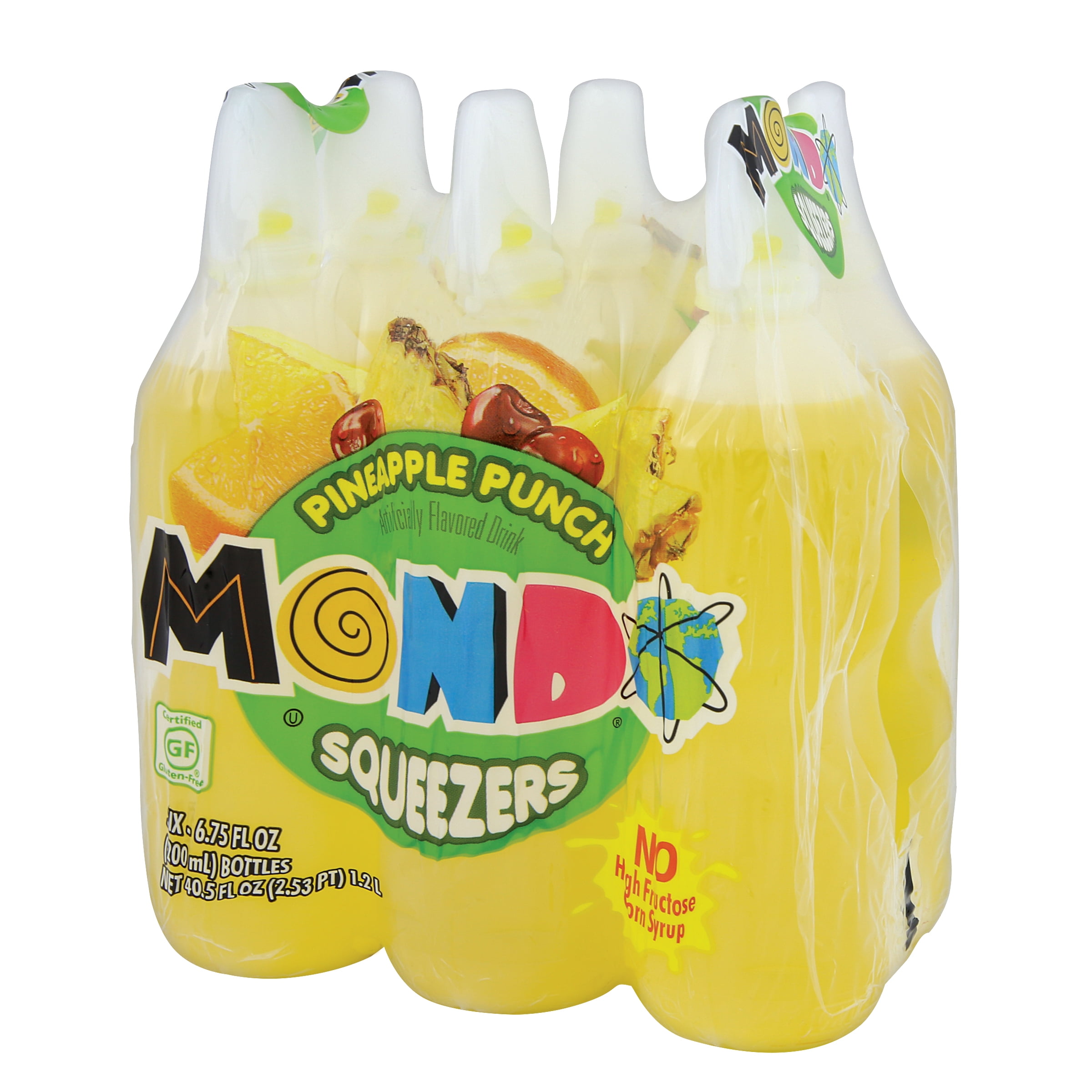 Mondo Fruit Squeezers, Pineapple Punch, 6.75 Fl Oz, 6 Count