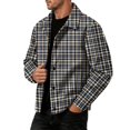 thumbnail image 5 of GrmtClth Mens Plaid Soft Corduroy Feel Plaid Jacket Long Sleeve Snap Front Loose Fit Daily Casual Outerwear Navy XL, 5 of 6
