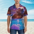 thumbnail image 2 of Pofeuu Capybara Bathtub Fun Print Hawaiian Shirt for Men Sleeves Casual Button Down Summer Beach Dress Shirts T-Shirts,Medium, 2 of 7
