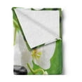 thumbnail image 2 of Spa Soft Flannel Fleece Throw Blanket, Hot Massage Stones with Orchid Candles and Magnificent Nature Remedies, Cozy Plush for Indoor and Outdoor Use, 50" x 70", Black White and Green, by Ambesonne, 2 of 5