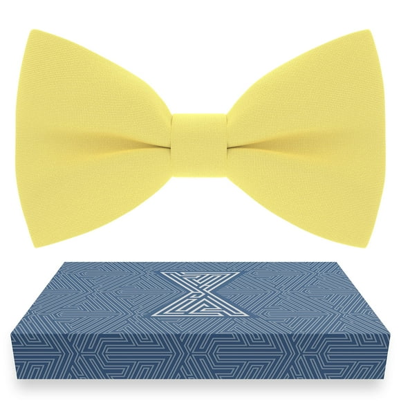 Bow Tie House Babies Classic Pre-Tied Bow Tie Formal Solid Tuxedo (Small, Lemon)