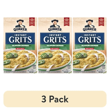 (3 pack) Quaker Instant Grits Jalapeno Cheddar 0.98 oz, 12 Count Box