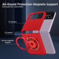 thumbnail image 6 of Magnetic Case for Samsung Galaxy Z Flip 3 Case with Kickstand & Ring Holder, [Compatible with MagSafe Charging] Slim Ultra PC Back Scratch-Resistant Military Grade Shockproof Case, Red, 6 of 14
