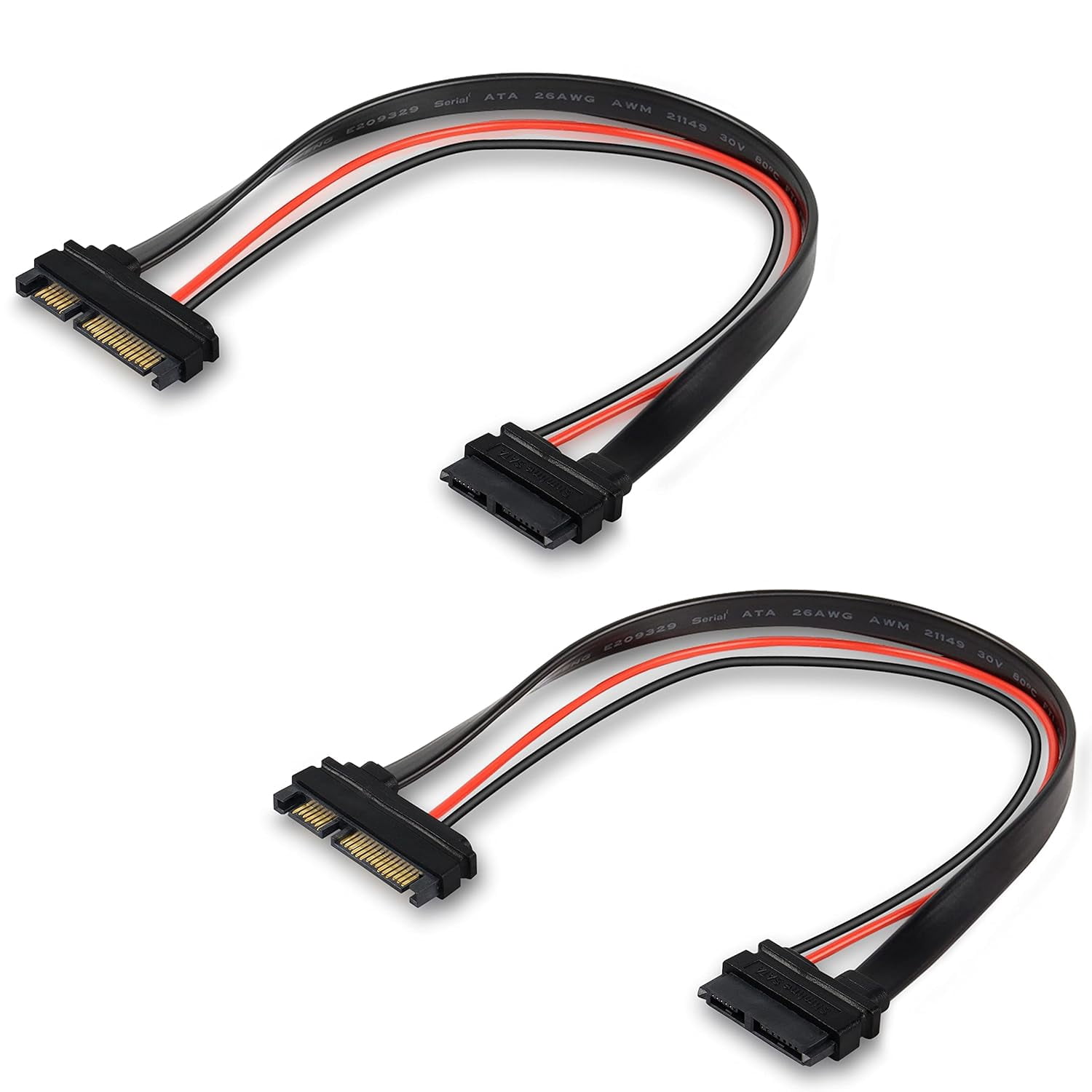 HRTGFD-Slimline SATA 22 Pin Male to 13 Pin Female Cable Adapter, Serial ATA 7+15 to 7+6 Extension Connector for Desktop Laptop CD-ROM Hard Disk Drive - 2PCS 30cm