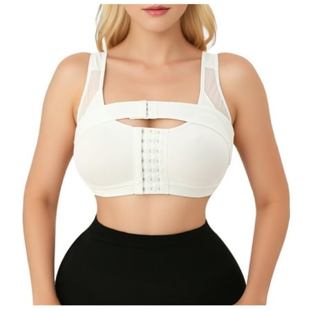 Mrat Push up Bralette Post-Surgeries Front Closure Bra for Women Corrector Compression Shapewear Tops with Breast Support Ladies Bralette Comfort S-259 White XXL