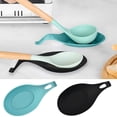 thumbnail image 4 of Oleegame 1PC Silicone Soup Spoon Pad Kitchenware Pad Shelf Spoon Pad Black Lake Blue Two Set Black, 4 of 5
