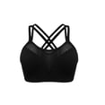 thumbnail image 5 of Hontri Women's Solid Color Underwire Bra - Large Size Hollow Sports Black L, 5 of 8