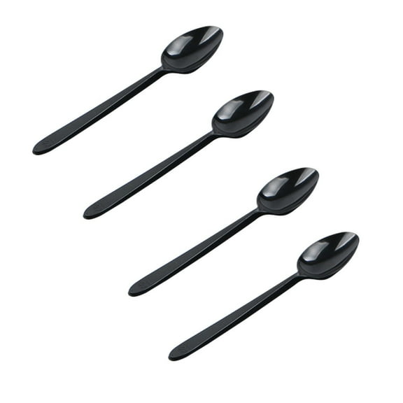 Black Disposable Spoons Plastic Cutlery Set for Eating 100pcs in Individual Package