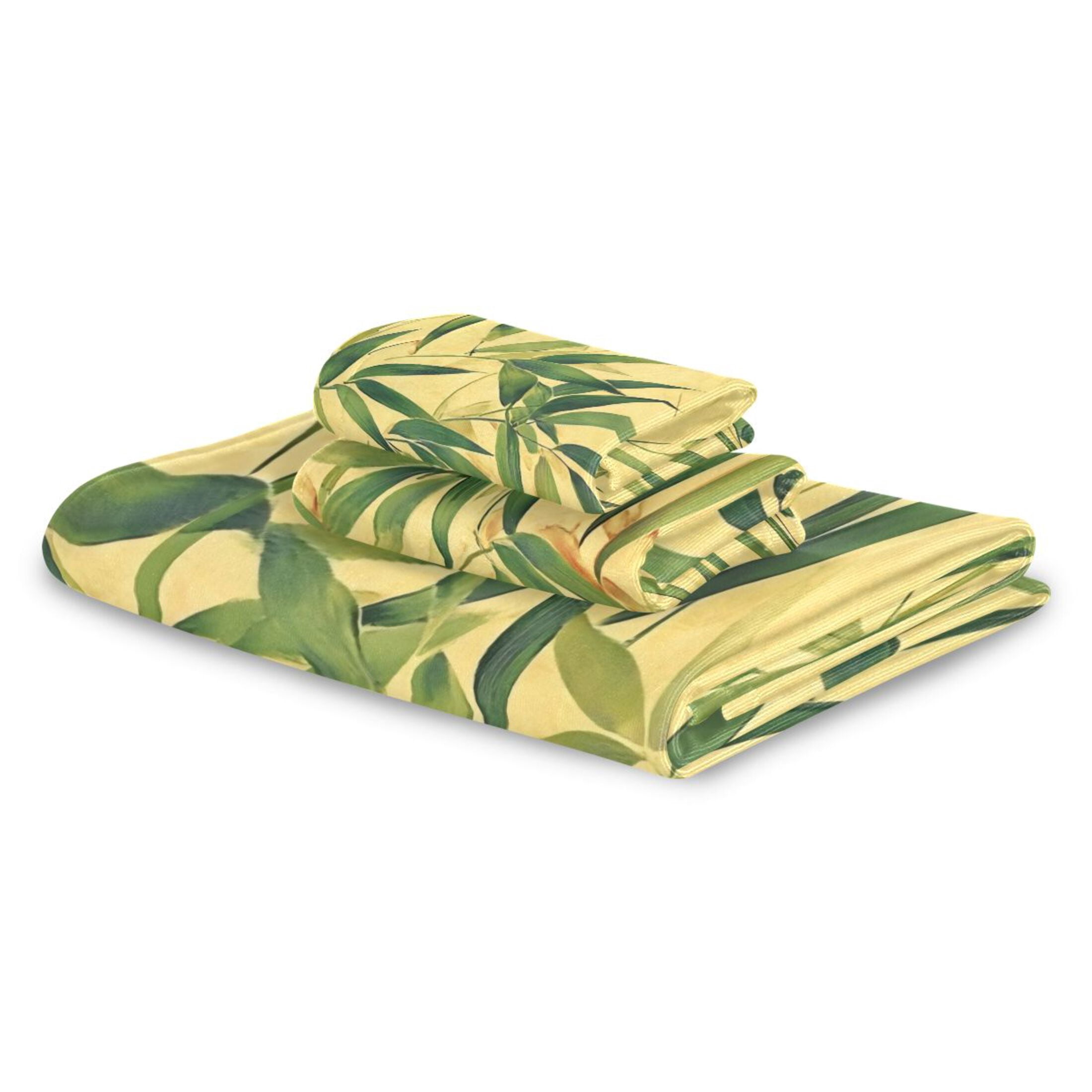Three-Piece Towel Set Face Towel Towel Set Hand Towel Bath Towel Cotton Bath Towels Bath Towel Sets Hand Bath Towels Beautiful Bamboo Leaves Seamless