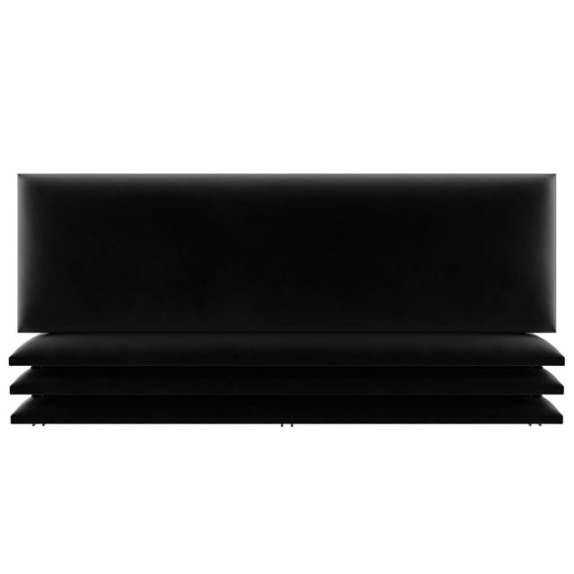 Vant 39 x 46 Inch Floating Upholstered Wall Panels, Velvet Black (4 Pack)