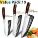thumbnail image 1 of Juego de Cuchillos de Cocina Cuchillos Chef Santoku Cuchillos Japoneses de Acero Inoxidable Cuchillos Utilitarios con Hoja Martillada Forjada Ultra Afilada para Cortar, Rebanar y Cortar, 1 of 7