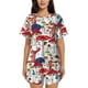 thumbnail image 1 of Balery Colorful Mushrooms (2) Conjunto de Pijama para Mujer con Estampado, Dos Piezas de Manga Corta y Shorts, Ropa de Dormir Suave con Cuello Redondo y Bolsillos-Small, 1 of 6